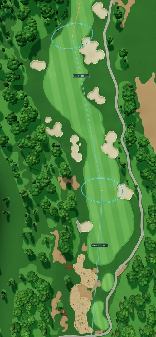 A golf hole seen from above as it appears on the watch